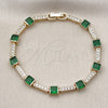 Pulsera Tennis 03.266.0056.2.07 Oro Laminado, con Zirconia Cubica Verde y Blanca, Pulido, Tono Dorado (Grosor 05.2 MM, 8 Pulgadas de Largo)