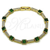 Pulsera Tennis 03.266.0056.2.07 Oro Laminado, con Zirconia Cubica Verde y Blanca, Pulido, Tono Dorado (Grosor 05.2 MM, 8 Pulgadas de Largo)