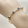 Pulsera Tennis 03.266.0056.3.07 Oro Laminado, con Zirconia Cubica Zafiro Azul y Blanca, Pulido, Tono Dorado (Grosor 05.2 MM, 8 Pulgadas de Largo)