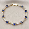 Pulsera Tennis 03.266.0056.3.07 Oro Laminado, con Zirconia Cubica Zafiro Azul y Blanca, Pulido, Tono Dorado (Grosor 05.2 MM, 8 Pulgadas de Largo)