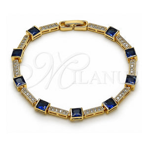 Pulsera Tennis 03.266.0056.3.07 Oro Laminado, con Zirconia Cubica Zafiro Azul y Blanca, Pulido, Tono Dorado (Grosor 05.2 MM, 8 Pulgadas de Largo)