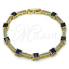 Pulsera Tennis 03.266.0056.3.07 Oro Laminado, con Zirconia Cubica Zafiro Azul y Blanca, Pulido, Tono Dorado (Grosor 05.2 MM, 8 Pulgadas de Largo)