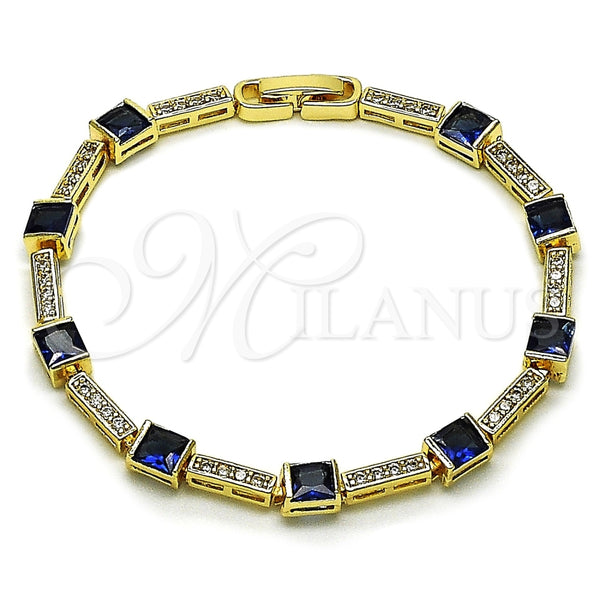 Pulsera Tennis 03.266.0056.3.07 Oro Laminado, con Zirconia Cubica Zafiro Azul y Blanca, Pulido, Tono Dorado (Grosor 05.2 MM, 8 Pulgadas de Largo)