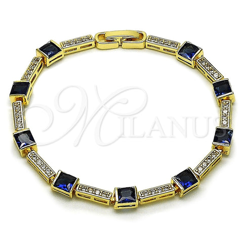 Pulsera Tennis 03.266.0056.3.07 Oro Laminado, con Zirconia Cubica Zafiro Azul y Blanca, Pulido, Tono Dorado (Grosor 05.2 MM, 8 Pulgadas de Largo)