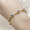Pulsera Tennis 03.266.0057.3.07 Oro Laminado, Diseño de Cluster, con Zirconia Cubica Zafiro Azul y Blanca, Pulido, Tono Dorado (Grosor 07 MM, 8 Pulgadas de Largo)