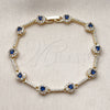 Pulsera Tennis 03.266.0057.3.07 Oro Laminado, Diseño de Cluster, con Zirconia Cubica Zafiro Azul y Blanca, Pulido, Tono Dorado (Grosor 07 MM, 8 Pulgadas de Largo)