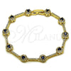 Pulsera Tennis 03.266.0057.3.07 Oro Laminado, Diseño de Cluster, con Zirconia Cubica Zafiro Azul y Blanca, Pulido, Tono Dorado (Grosor 07 MM, 8 Pulgadas de Largo)