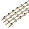 Pulsera Tennis 03.266.0057.3.07 Oro Laminado, Diseño de Cluster, con Zirconia Cubica Zafiro Azul y Blanca, Pulido, Tono Dorado (Grosor 07 MM, 8 Pulgadas de Largo)