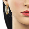 Argolla Huggie 02.204.0062.35 Oro Laminado, con Blanca Micro Pave, Pulido, Tono Dorado