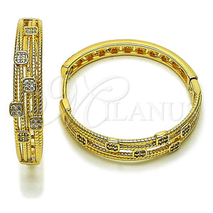 Argolla Huggie 02.204.0063.35 Oro Laminado, con Blanca Micro Pave, Pulido, Tono Dorado