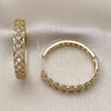 Argolla Huggie 02.204.0064.35 Oro Laminado, Diseño de File, con Blanca Zirconia Cubica, Pulido, Tono Dorado
