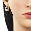 Arete Dormilona 02.213.0849 Oro Laminado, Diseño de Bola, con Marfil Perla, Pulido, Tono Dorado