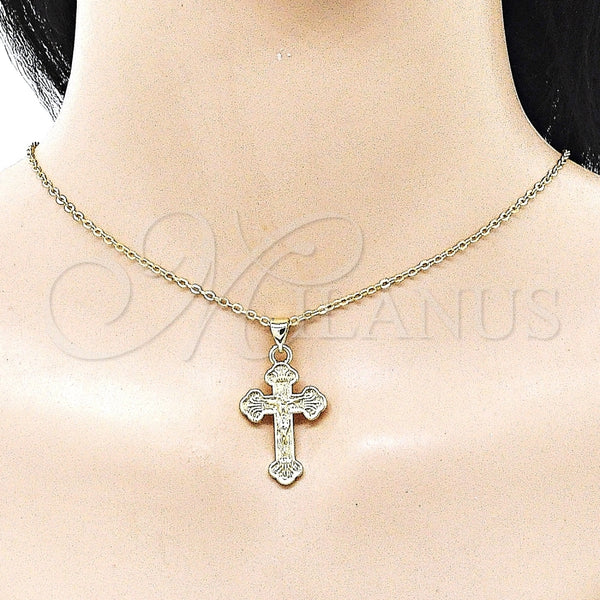 Dije Religioso 05.213.0181 Oro Laminado, Diseño de Crucifijo, Pulido, Tono Dorado