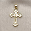 Dije Religioso 05.213.0181 Oro Laminado, Diseño de Crucifijo, Pulido, Tono Dorado