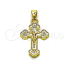 Dije Religioso 05.213.0181 Oro Laminado, Diseño de Crucifijo, Pulido, Tono Dorado