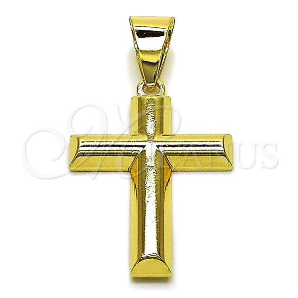 Dije Religioso 05.213.0182 Oro Laminado, Diseño de Cruz, Pulido, Tono Dorado