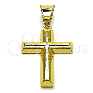 Dije Religioso 05.213.0182 Oro Laminado, Diseño de Cruz, Pulido, Tono Dorado
