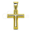 Dije Religioso 05.213.0182 Oro Laminado, Diseño de Cruz, Pulido, Tono Dorado