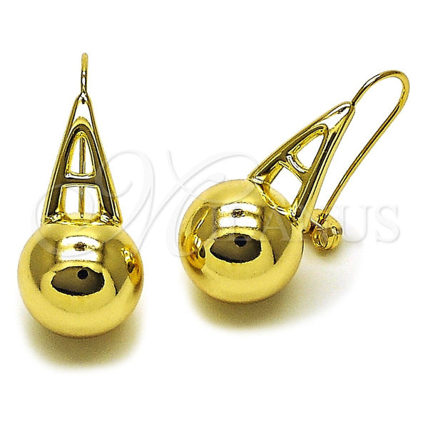 Arete Dormilona 02.213.0850 Oro Laminado, Diseño de Bola y Hueco, Pulido, Tono Dorado