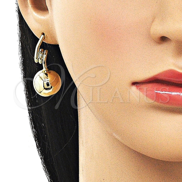 Arete Dormilona 02.213.0851 Oro Laminado, Diseño de Bola y Hueco, Pulido, Tono Dorado