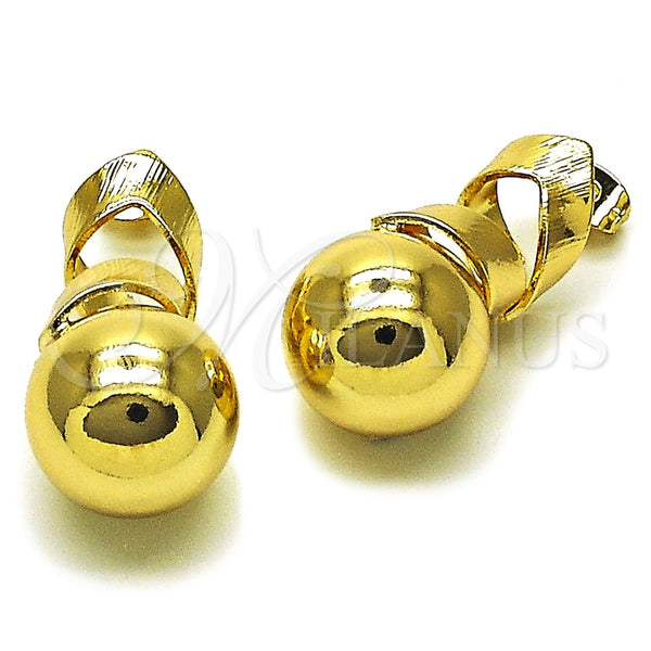Arete Dormilona 02.213.0852 Oro Laminado, Diseño de Bola y Hueco, Pulido, Tono Dorado