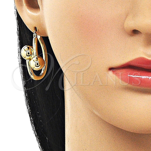 Argolla Pequeña 02.213.0854.25 Oro Laminado, Diseño de Bola, Pulido, Tono Dorado