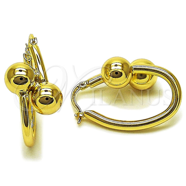 Argolla Pequeña 02.213.0854.25 Oro Laminado, Diseño de Bola, Pulido, Tono Dorado
