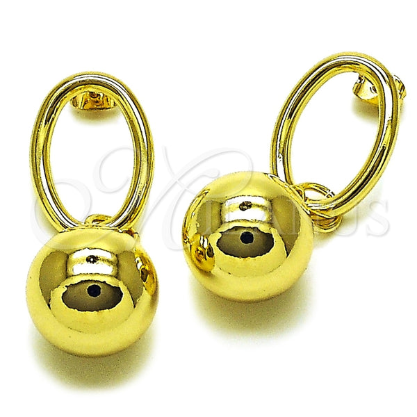 Arete Colgante 02.213.0856 Oro Laminado, Diseño de Bola, Pulido, Tono Dorado