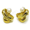 Arete Dormilona 02.213.0858 Oro Laminado, Diseño de Bola, con Marfil Perla, Pulido, Tono Dorado