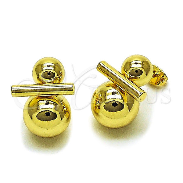 Arete Dormilona 02.213.0859 Oro Laminado, Diseño de Bola y Hueco, Pulido, Tono Dorado