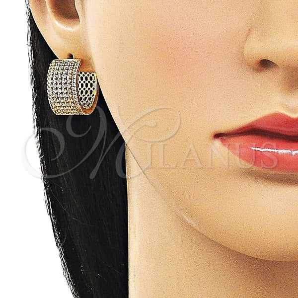 Argolla Huggie 02.283.0322.20 Oro Laminado, con Blanca Zirconia Cubica, Pulido, Tono Dorado