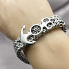 Pulsera Elegante 03.439.0002.09 Acero Inoxidable, Diseño de Ancla y Square Franco, Pulido, Tono Plateado (Thickness, 9 Inches Length)