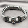 Pulsera Elegante 03.439.0003.09 Acero Inoxidable, Diseño de Leon y Square Franco, Pulido, Tono Plateado (Thickness, 9 Inches Length)