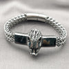 Pulsera Elegante 03.439.0004.09 Acero Inoxidable, Diseño de Leon, Pulido, Tono Plateado (12 MM Thickness, 9 Inches Length)
