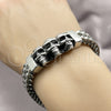 Pulsera Elegante 03.439.0005.09 Acero Inoxidable, Diseño de Calavera y Square Franco, Pulido, Tono Plateado (12 MM Thickness, 9 Inches Length)