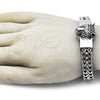 Pulsera Elegante 03.439.0007.09 Acero Inoxidable, Diseño de Square Franco, Pulido, Tono Plateado (12 MM Thickness, 9 Inches Length)