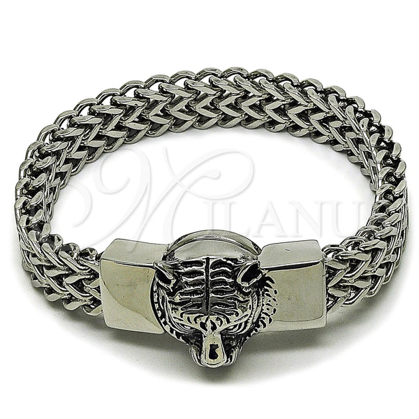 Pulsera Elegante 03.439.0007.09 Acero Inoxidable, Diseño de Square Franco, Pulido, Tono Plateado (12 MM Thickness, 9 Inches Length)