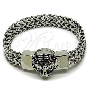 Pulsera Elegante 03.439.0007.09 Acero Inoxidable, Diseño de Square Franco, Pulido, Tono Plateado (12 MM Thickness, 9 Inches Length)