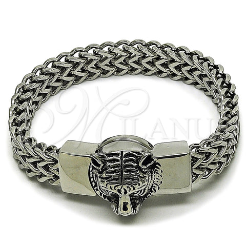 Pulsera Elegante 03.439.0007.09 Acero Inoxidable, Diseño de Square Franco, Pulido, Tono Plateado (12 MM Thickness, 9 Inches Length)