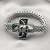 Pulsera Elegante 03.439.0008.09 Acero Inoxidable, Diseño de Calavera y Square Franco, Pulido, Tono Plateado (12 MM Thickness, 9 Inches Length)