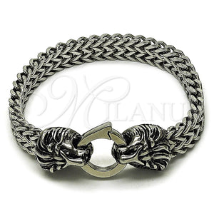Pulsera Elegante 03.439.0009.09 Acero Inoxidable, Diseño de Leon y Square Franco, Pulido, Tono Plateado (10 MM Thickness, 9 Inches Length)
