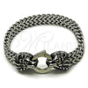 Pulsera Elegante 03.439.0009.09 Acero Inoxidable, Diseño de Leon y Square Franco, Pulido, Tono Plateado (10 MM Thickness, 9 Inches Length)