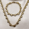 Collar y Pulsera 06.435.0006.18 Acero Inoxidable, Diseño de Corazón, Pulido, Tono Dorado