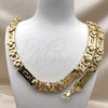 Collar y Pulsera 06.440.0003 Acero Inoxidable, Diseño de Llave Griega, Pulido, Tono Dorado