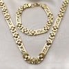 Collar y Pulsera 06.440.0003 Acero Inoxidable, Diseño de Llave Griega, Pulido, Tono Dorado
