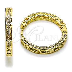 Argolla Huggie 02.204.0065.35 Oro Laminado, con Blanca Micro Pave, Pulido, Tono Dorado