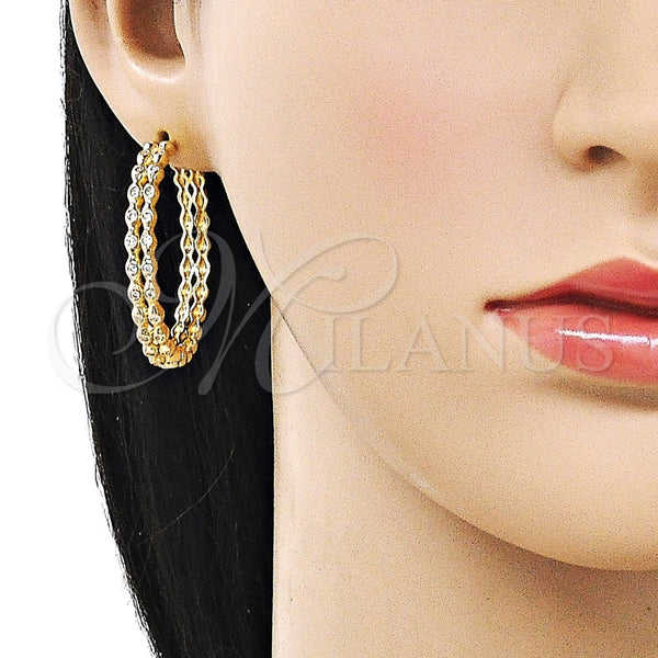 Argolla Huggie 02.204.0068.35 Oro Laminado, Diseño de Bola, con Blanca Zirconia Cubica, Pulido, Tono Dorado