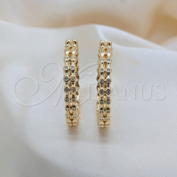 Argolla Huggie 02.204.0068.35 Oro Laminado, Diseño de Bola, con Blanca Zirconia Cubica, Pulido, Tono Dorado