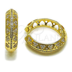 Argolla Huggie 02.204.0070.30 Oro Laminado, Diseño de Corazón, con Zirconia Cubica Blanca, Pulido, Tono Dorado