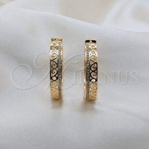 Argolla Huggie 02.204.0071.35 Oro Laminado, con Blanca Micro Pave, Pulido, Tono Dorado